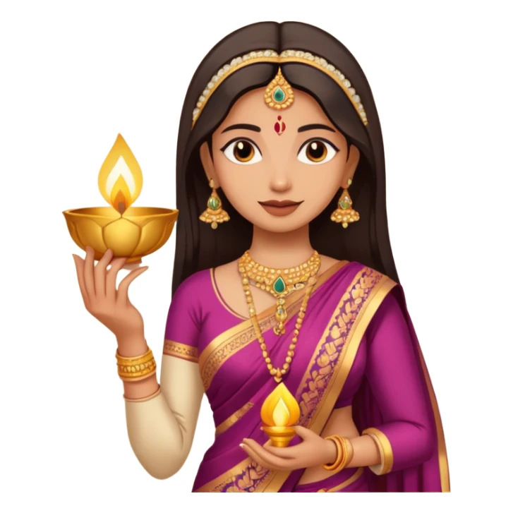 diwali woman with diwali sticker