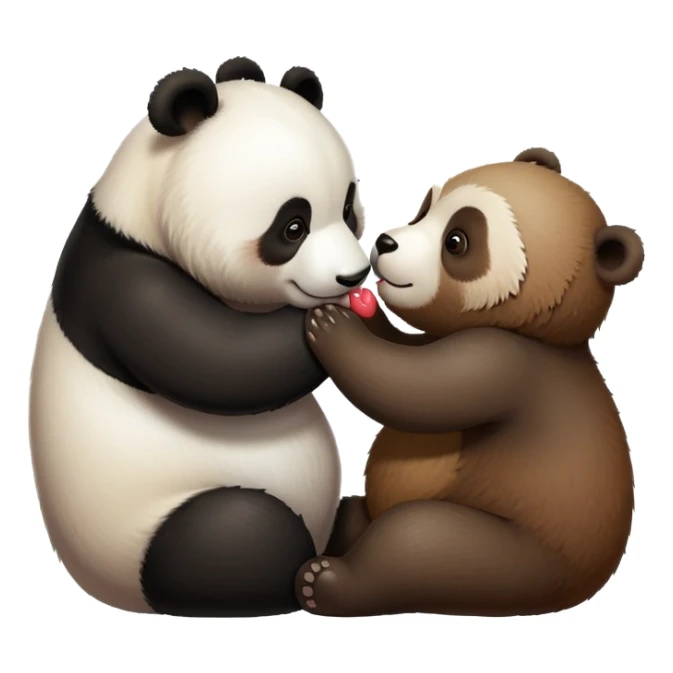 Panda giving kisses to a bear sticker