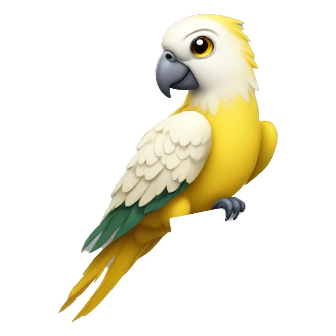 white and yellow parrot  holding a sign with the inscription  sticker
