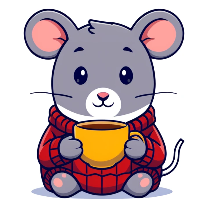 Sweet mouse in a cozy sweater enjoying a cup of tea sticker