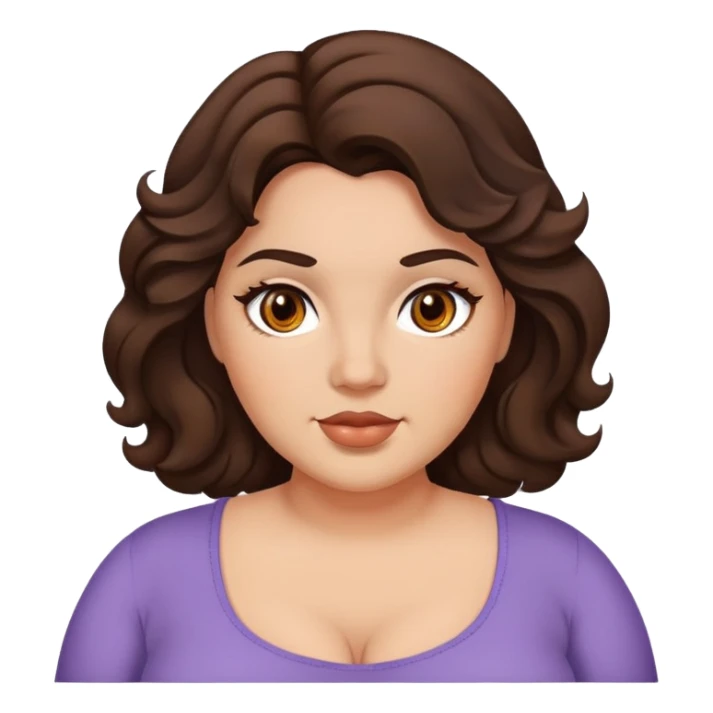 Mulher gordinha com olhos castanhos médios e cabelos ondulados castanho escuro sticker