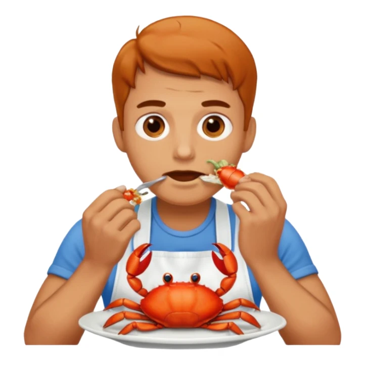 man eating a lot of crab sticker