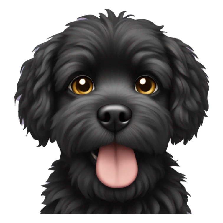 small fluffy black dog with dog out sticker
