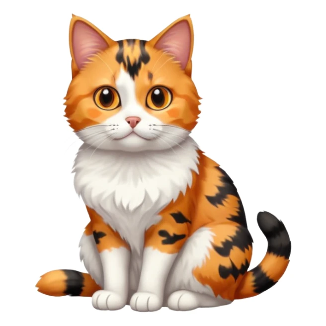 full body calico tabby cat with tiny head and fat body sticker