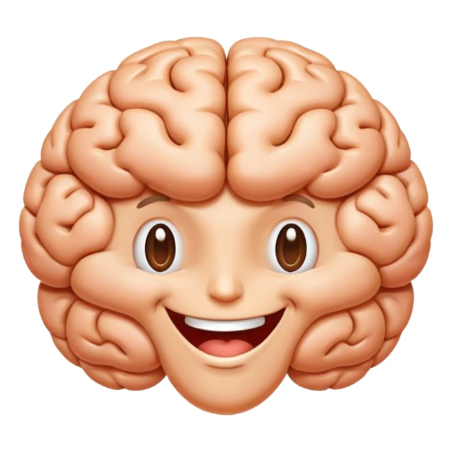 A happy, healthy brain with a smiling face, looking vibrant and energetic sticker