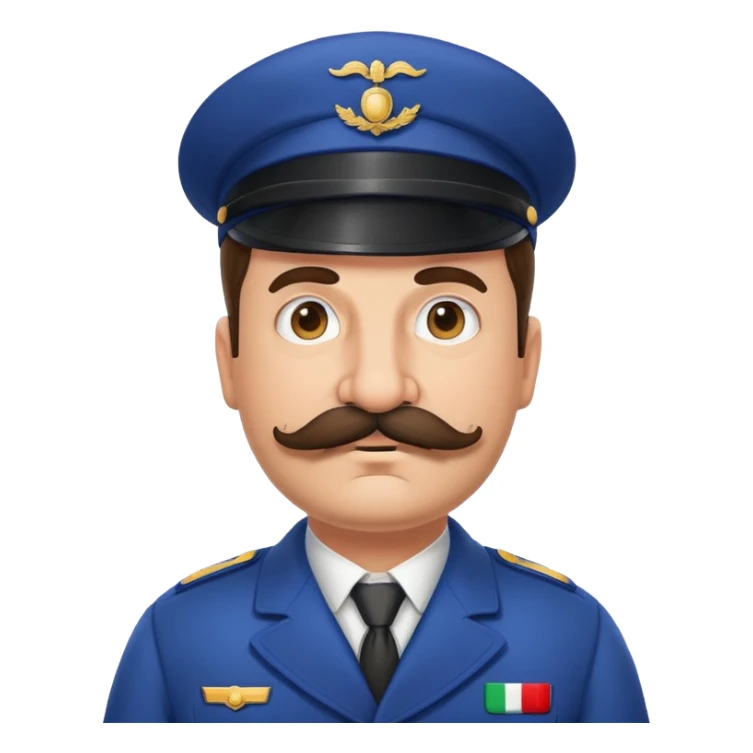 an italian train conductor with a mustache, slightly overweight, no hat. sticker