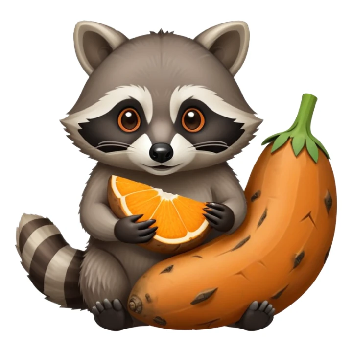 Raccoon eating yam  sticker