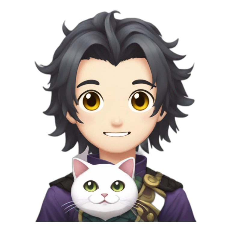 Gato gris, tanjiro demon slayer a rayas sticker