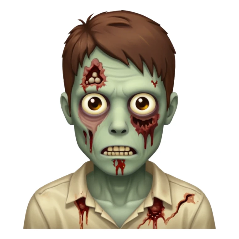 male zombie with brown hair sticker