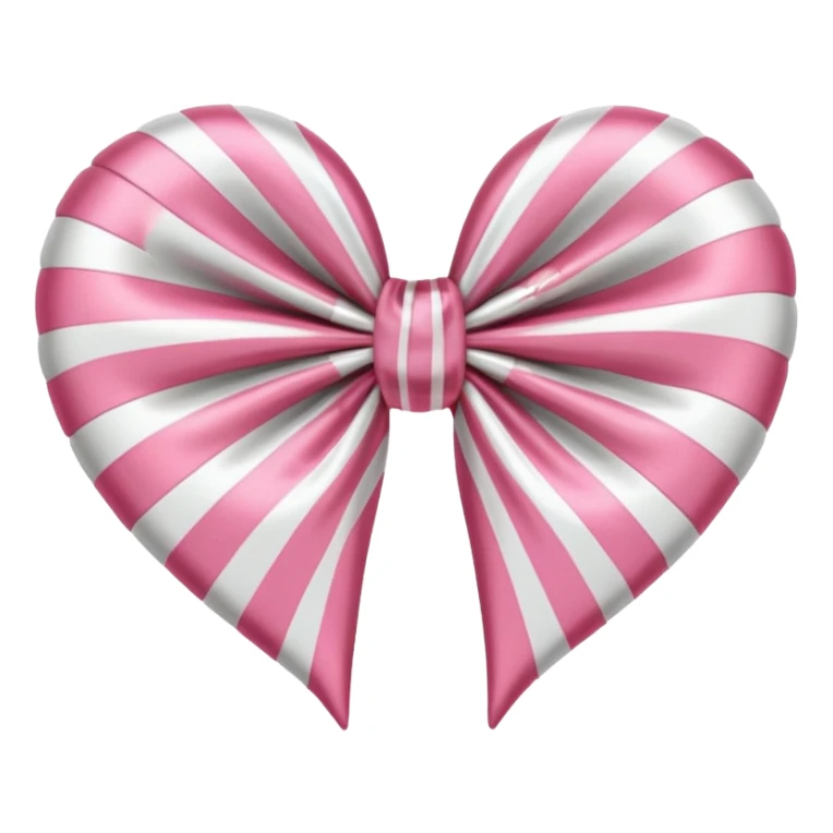 candy cane bow heart shape with light pink stripes and a satin bow sticker