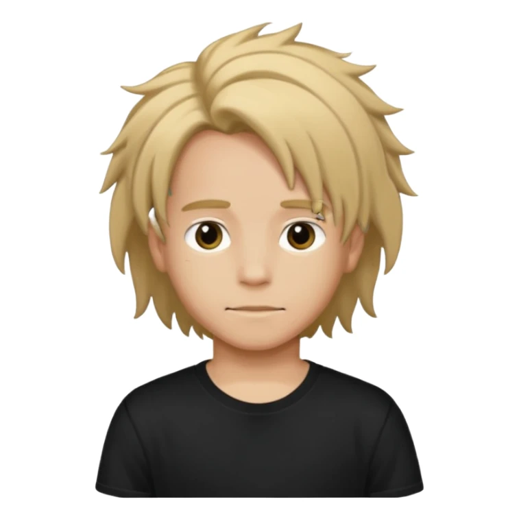  boy with locks hair black t-shirt sticker