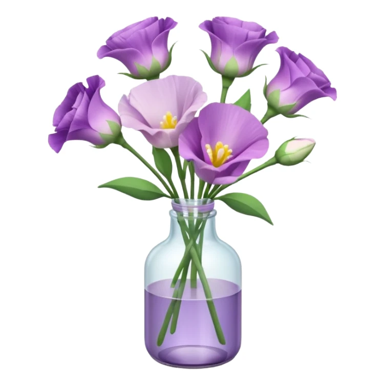 bouquet of realistic eustoma 11 in a bottle sticker