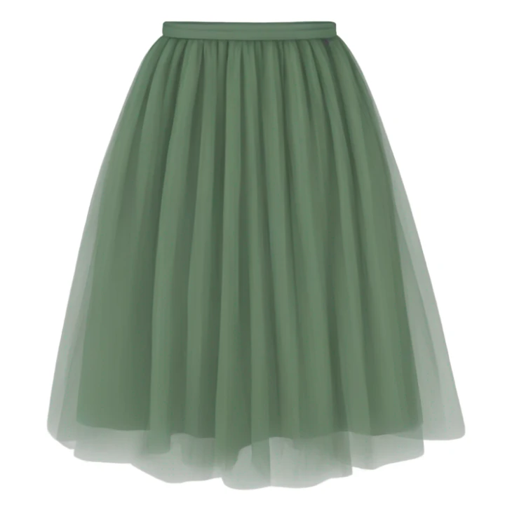 Long Sage Green tulle skirt, isolated sticker