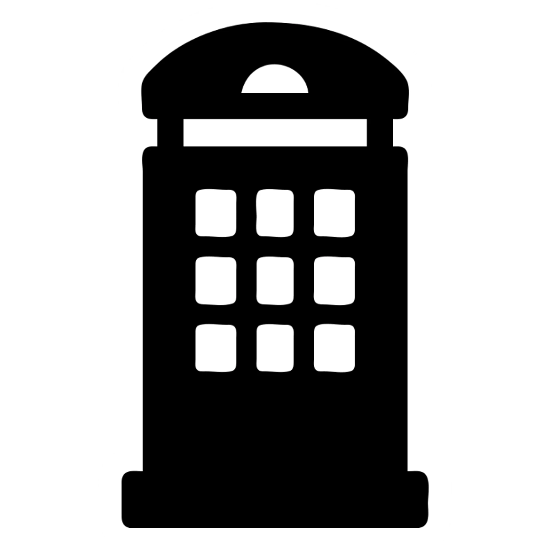 red phone booth, minimal flat icon, modern, clean silhouette sticker