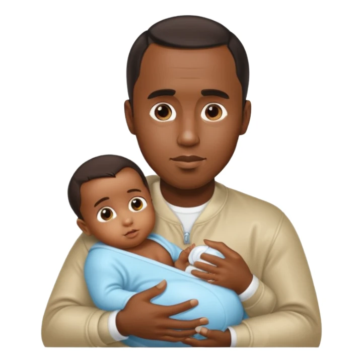 Sean “Diddy” Combs with baby oil and a very small infant sticker