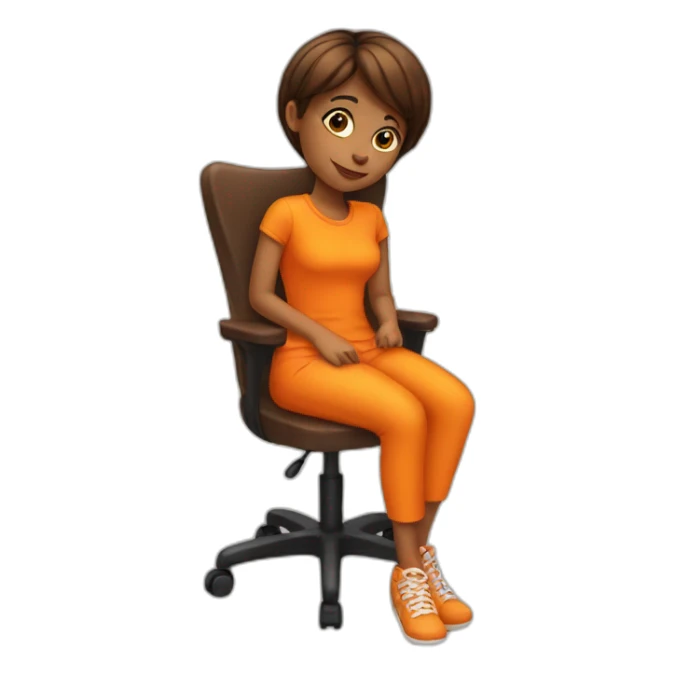 Girl in orange sit on a chair  sticker