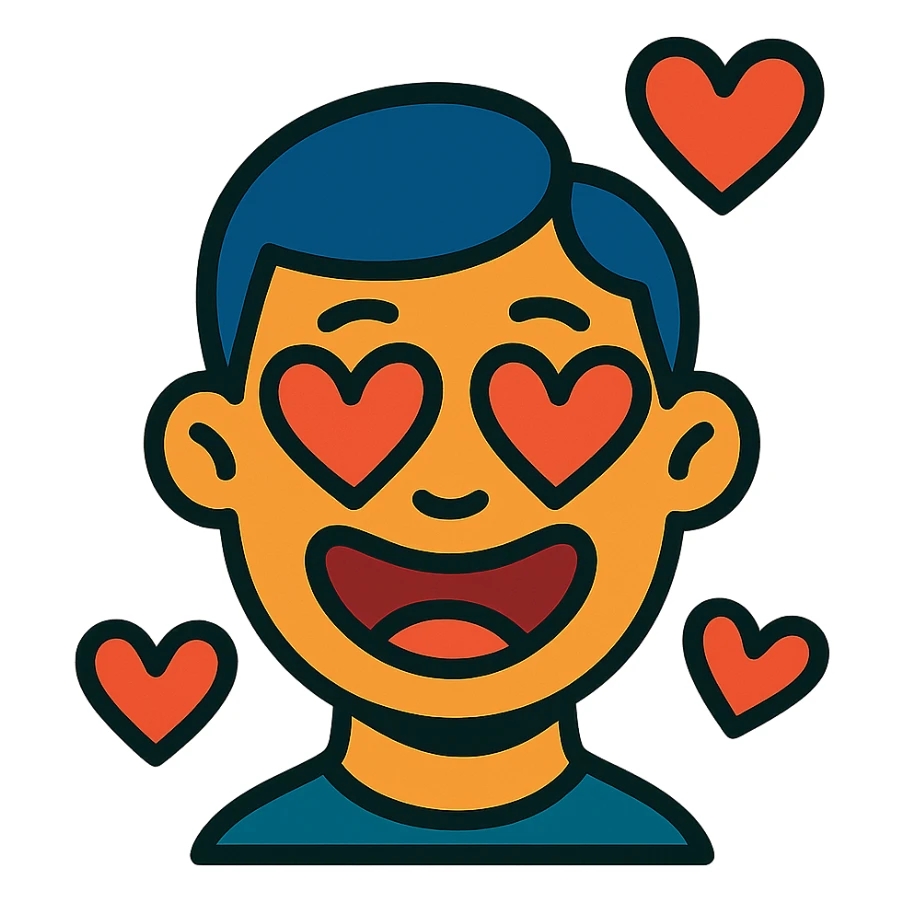 face bubbling with hearts sticker