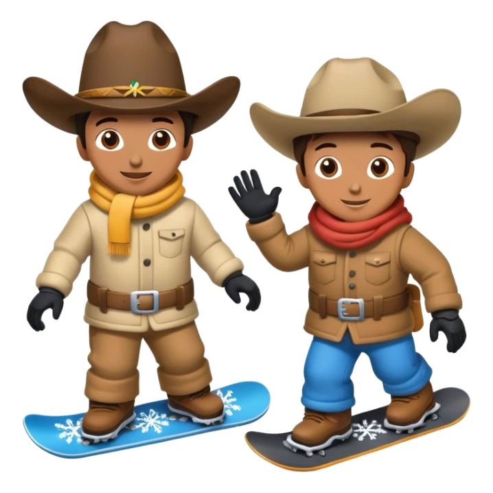 2 cowboys snowboarding birthday  sticker