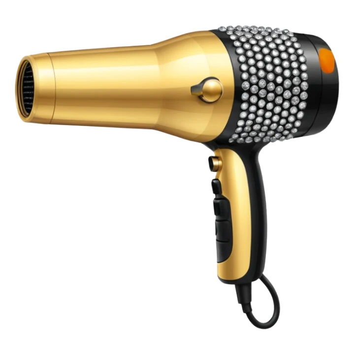 black blow dryer covered in diamonds sticker