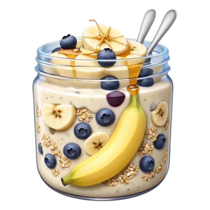 Overnight oats with banana,blueberries, honey, sky, chiaseeds sticker