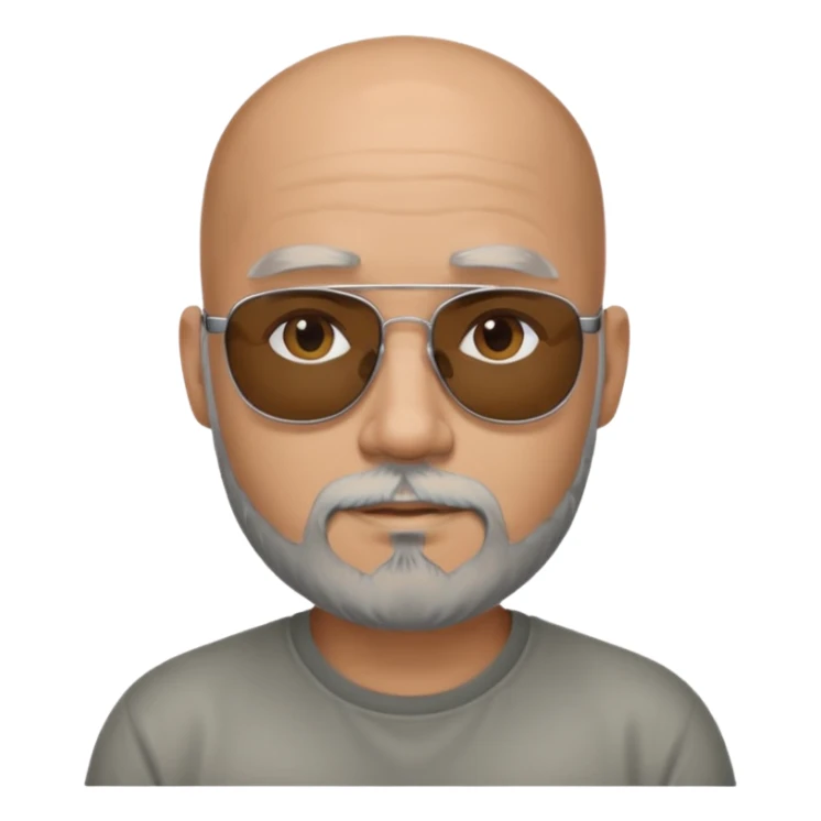 Bald male, black sunglasses, gray goatee beard, realistic portrait sticker