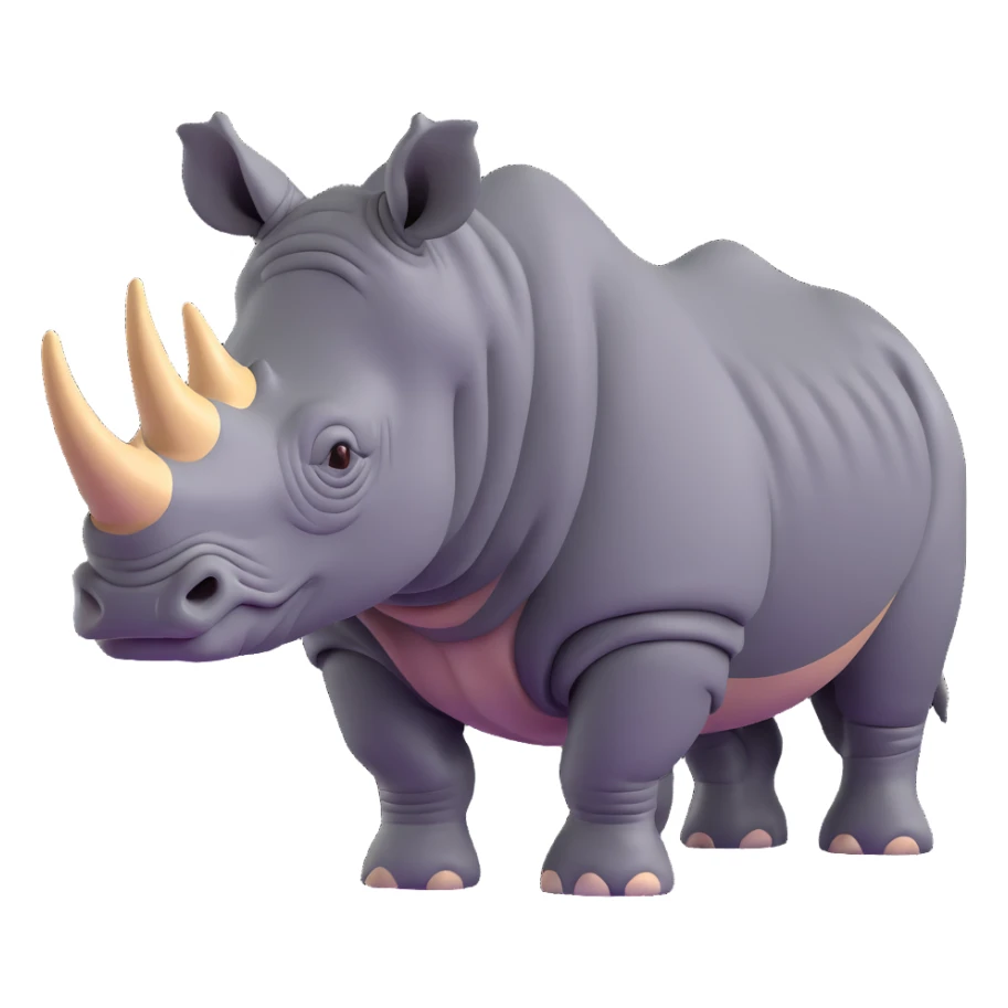 realistic 3D rhinoceros with textured skin sticker