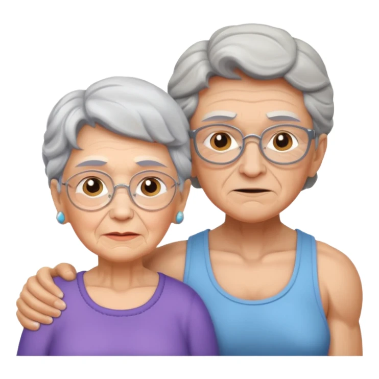 granny with a young pumped up guy emoji iOS 18.1 sticker