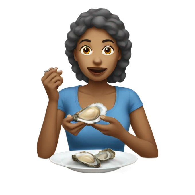 Woman eating an oyster sticker