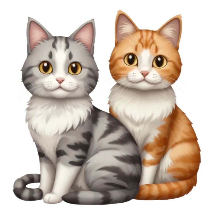 a very fluffy grey and white cat sitting with 2 other cats sticker