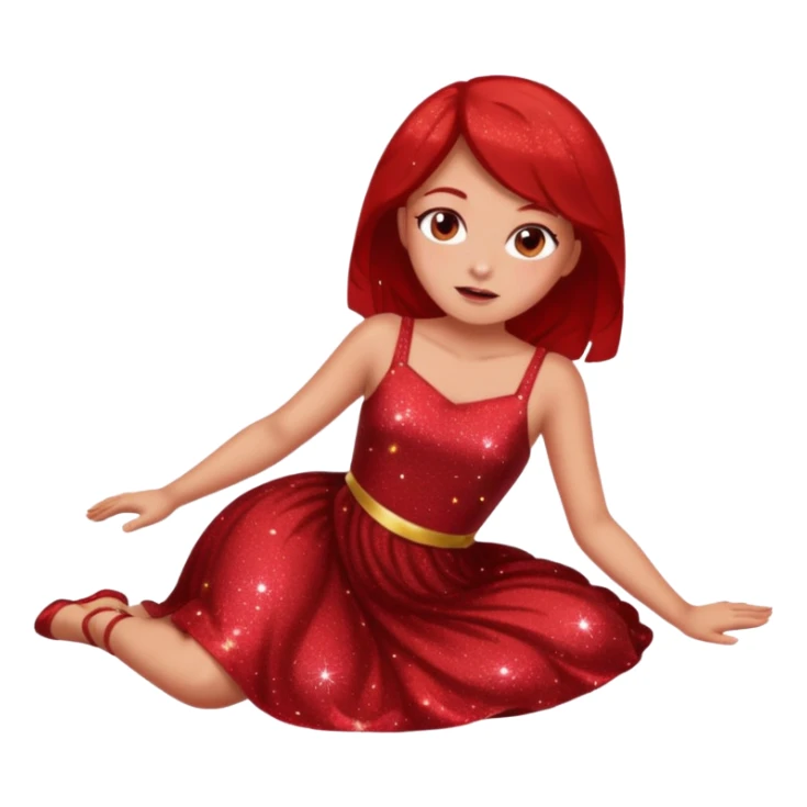 red glitter girl with eyes lying on the floor sticker