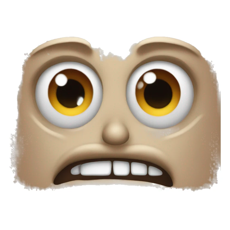 Create a regular apple emoji with an psycho cringe and crazy eyes sticker