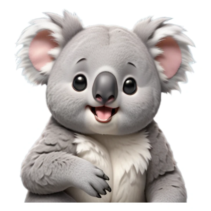 cinematic-cute-yawning-realistic fluffy koala-portrait-emoji,-head-tilted-slightly-with-a-dramatic,-wide-open-yawn,-showcasing-a-soft,-downy-grey-fur-with-drooping-ears-and-round-eyes-barely-open-in-drowsy-contentment,-simplified-yet-irresistibly-adorable, realistic fluffy sticker