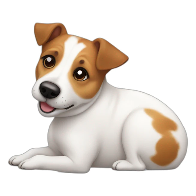 fat dog jack Russell terrier laying on her back sticker