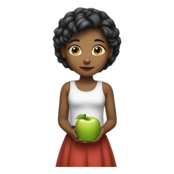 girl with apple sticker
