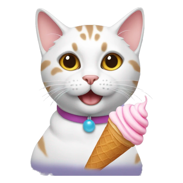 Cat with beautiful eyes and ice cream sticker