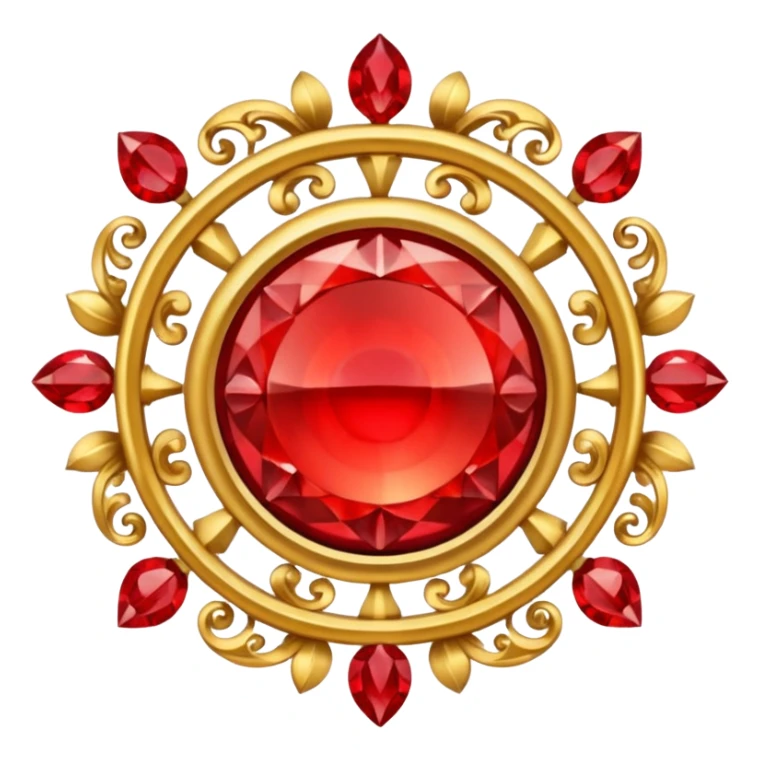 Golden circle crest with red gems sticker