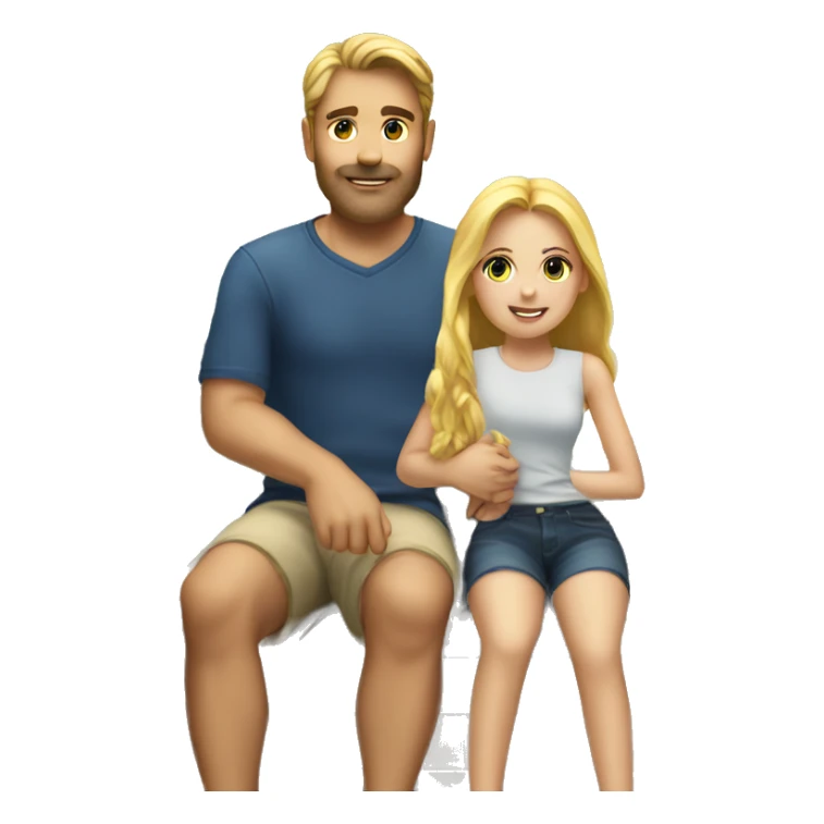 A man putting a blonde girl on a boat sticker