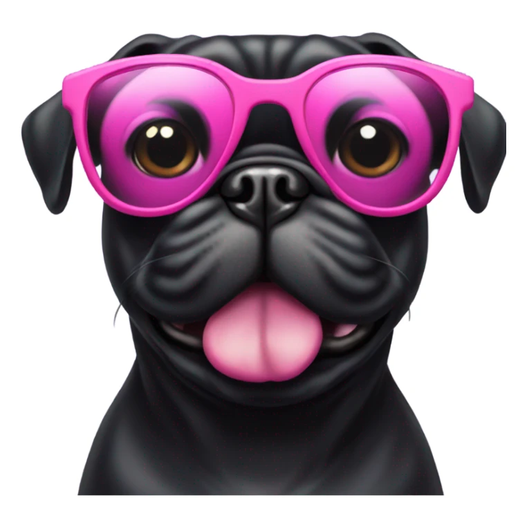 Black pug wearing pink sunglasses  sticker