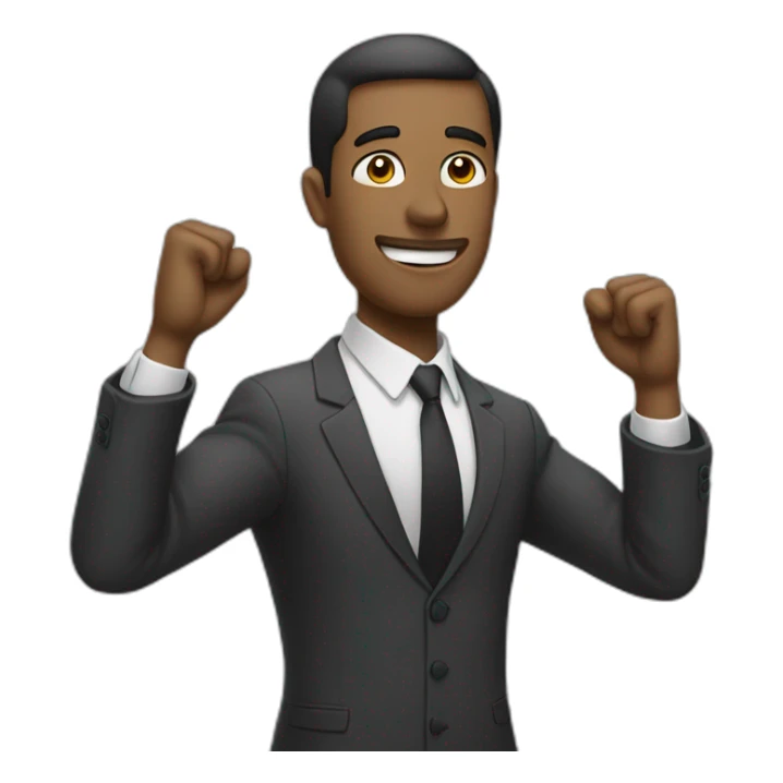 man in suit stretches his arms forward sticker