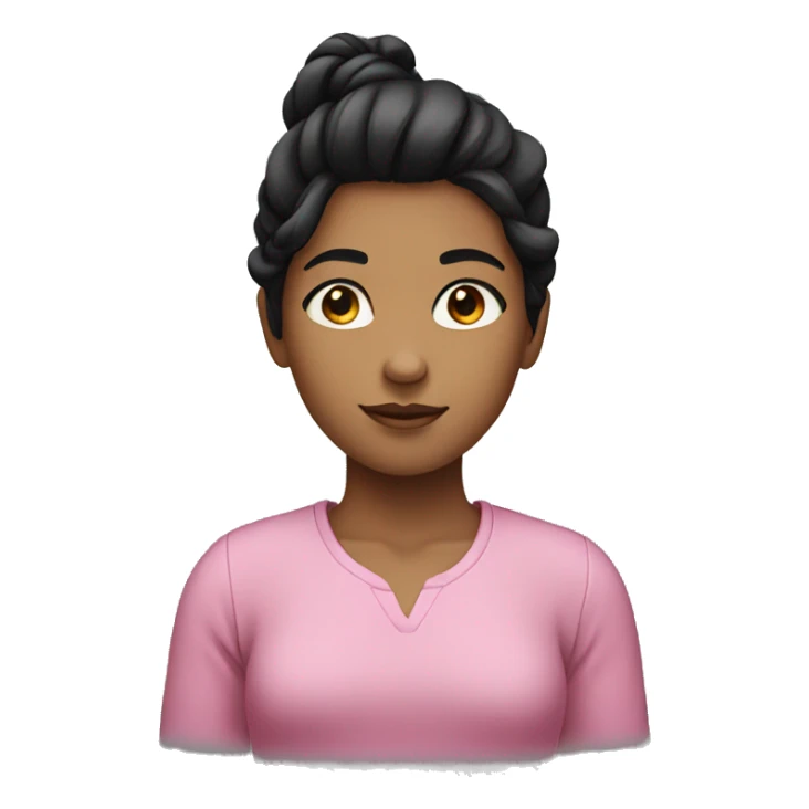 A girl with pink shirt and black hair sticker