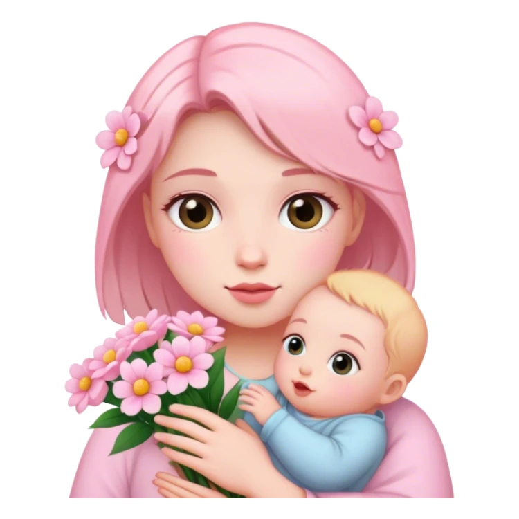 Me holding baby pink flowers  sticker