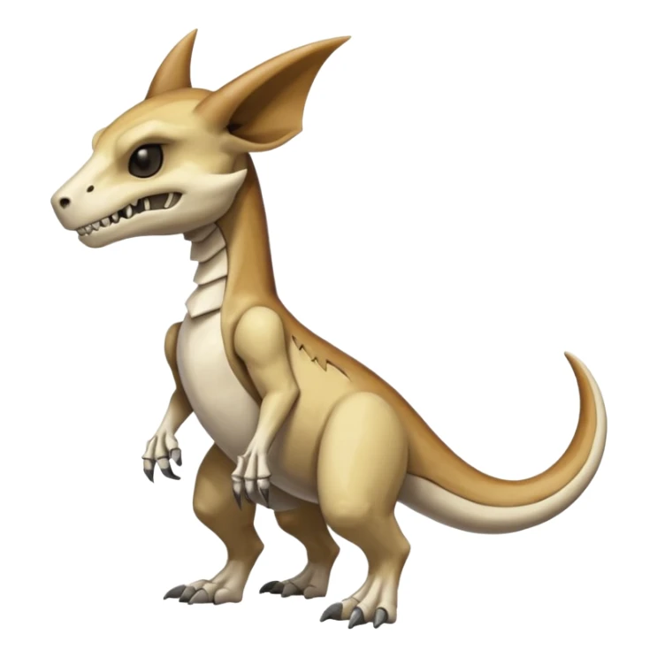 Bone-White Skeletal Ember-Veined Smoky-Cracked Cubone-Manectric-Marowak hybrid creature (full body) sticker