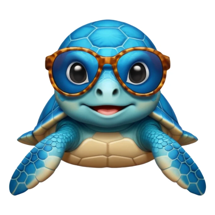 a big and cute blue  sea turtle wearing sun glasses  sticker