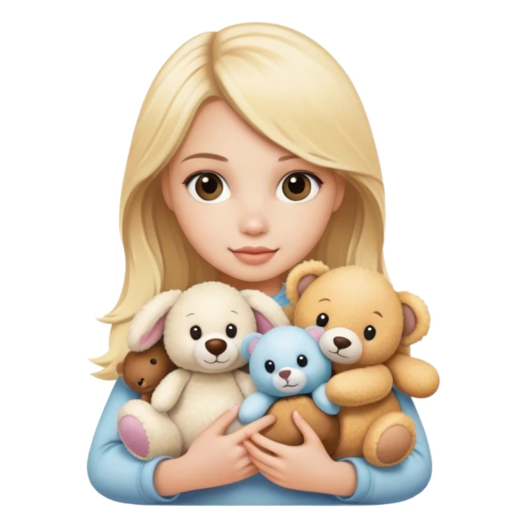 pretty blonde model holding a pile of cute stuffed animals sticker