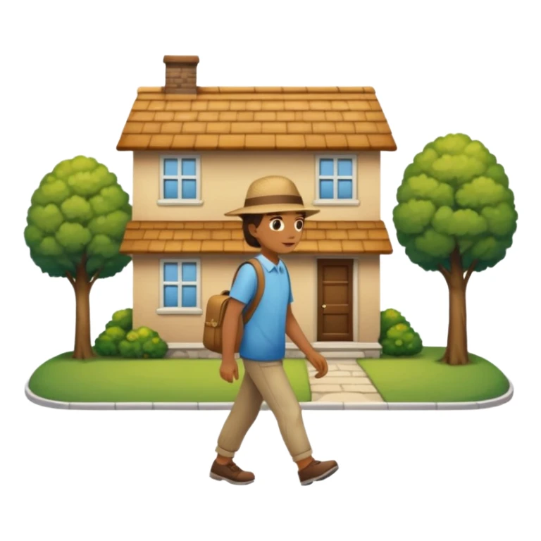 someone going home, show home in the background sticker