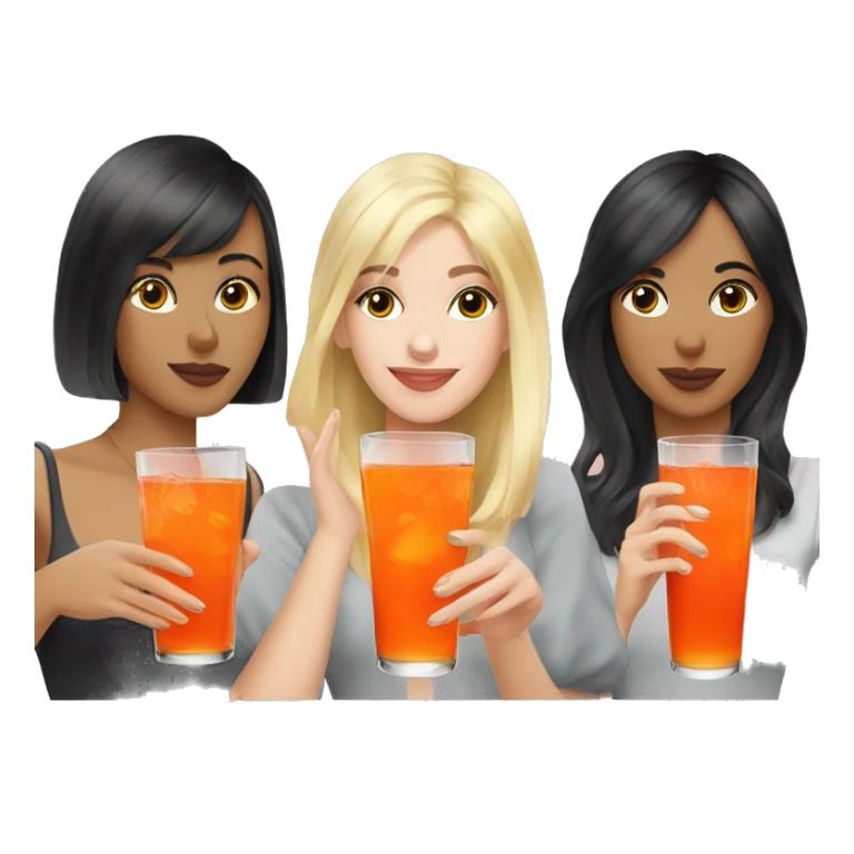 Three beautiful girls Blonde redhead and brunette  drinking aperol   sticker