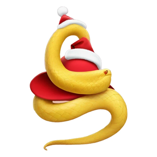 cute light yellow snake in a Christmas red hat sticker