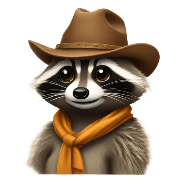 Raccoon with cowboy hat sticker