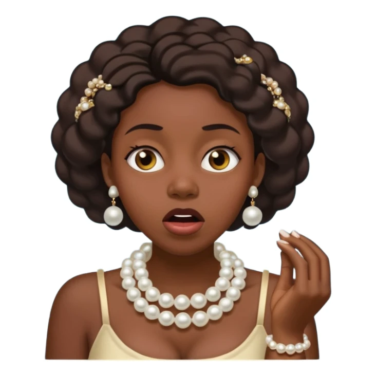 Black woman clutching  pearls on neck and looking shocked  sticker