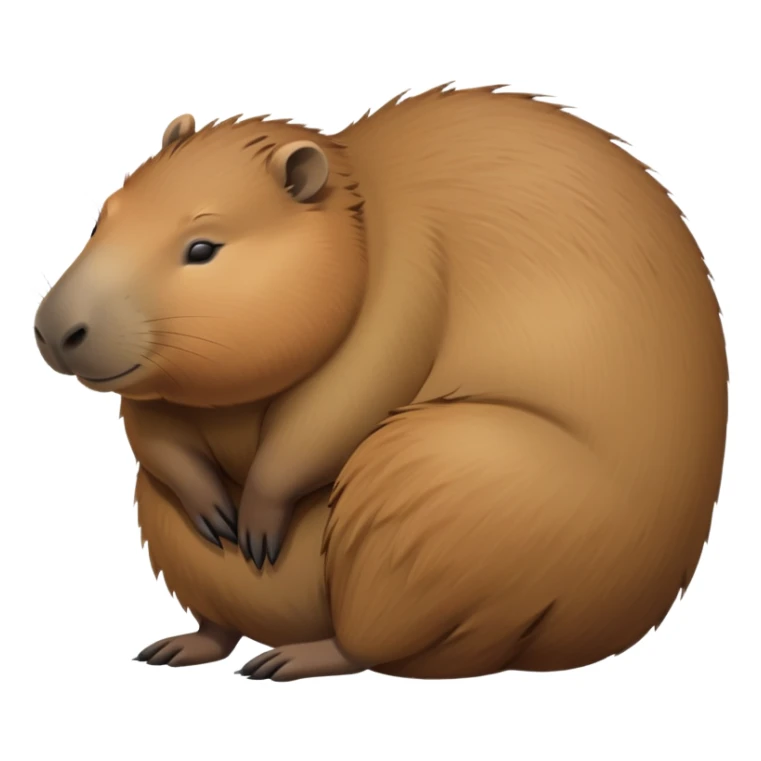 cinematic-Sleeping capybara-realistic-full-body-on-standing-emoji,-plump-and-relaxed-body-soaking-in-the-warm-sun,-short-brown-fur-slightly-ruffled,-head-tilted-dramatically,-calm-expressive-eyes-exuding-serene-wisdom,-simplified-yet-realistic sticker